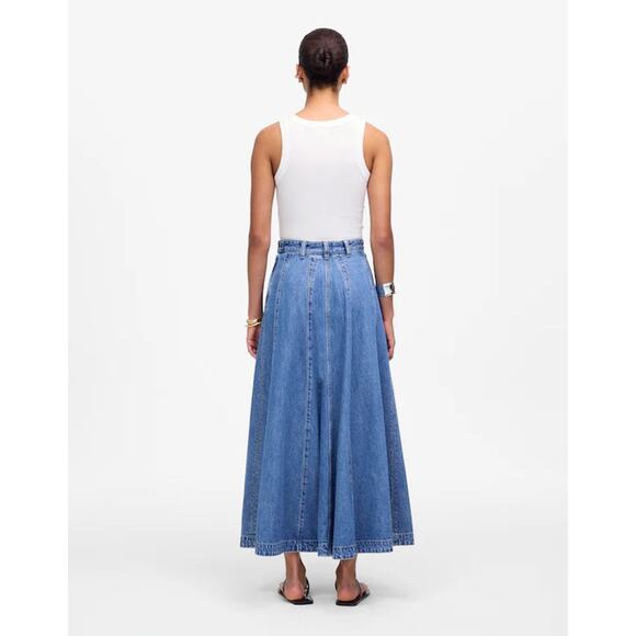 NWT Madewell Midi Skirt in Robertson Wash: Airy Denim Edition Size 28 - Picture 3 of 10
